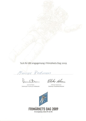 Diplom för engagemang i Frimärkets Dag 2009